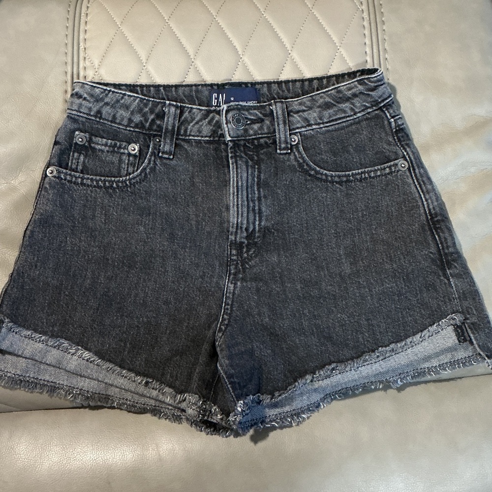GAP Washed Black High-Rise Denim Shorts